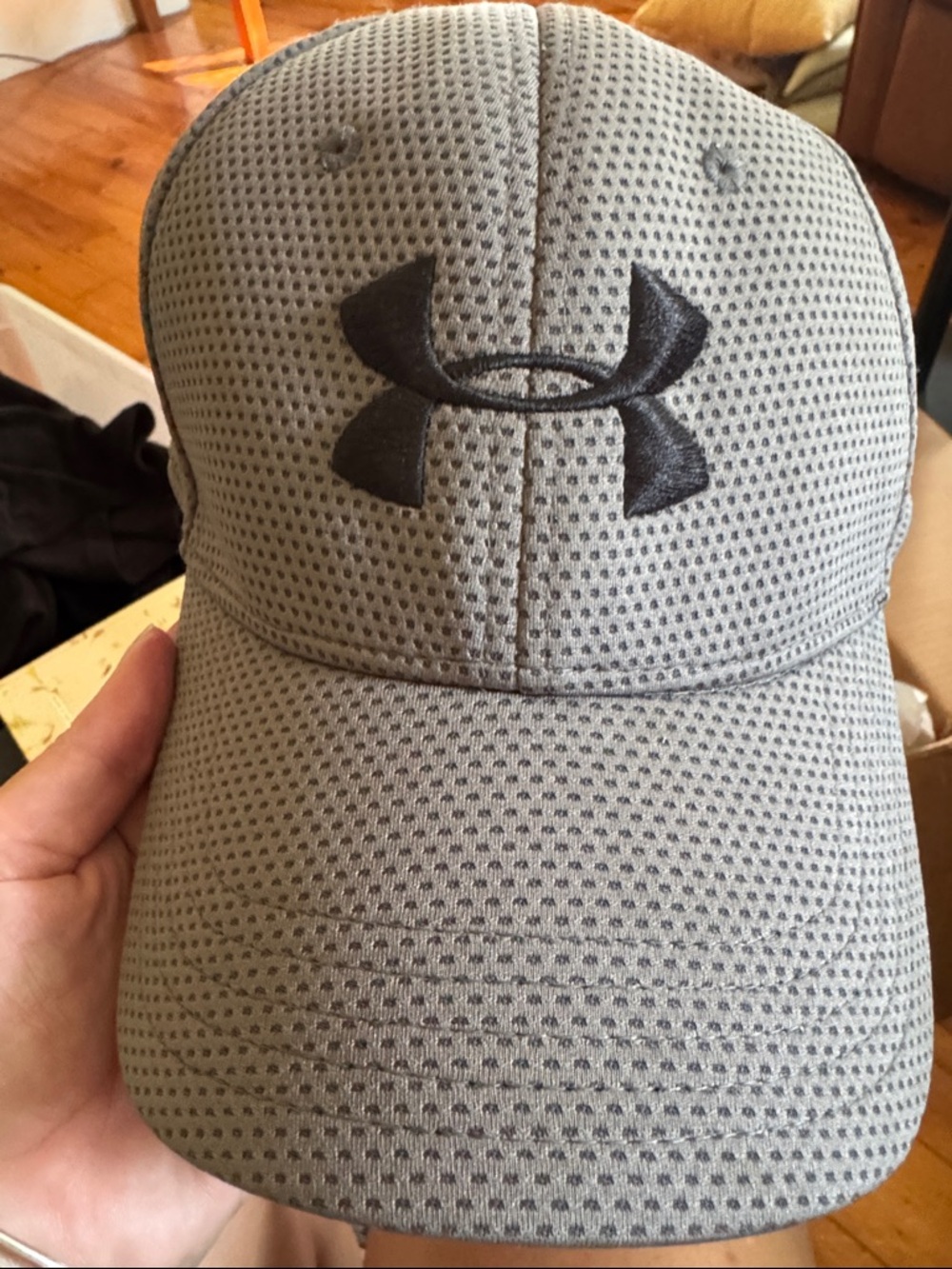 Under Armour Grey Mesh Performance Hat with Black Logo